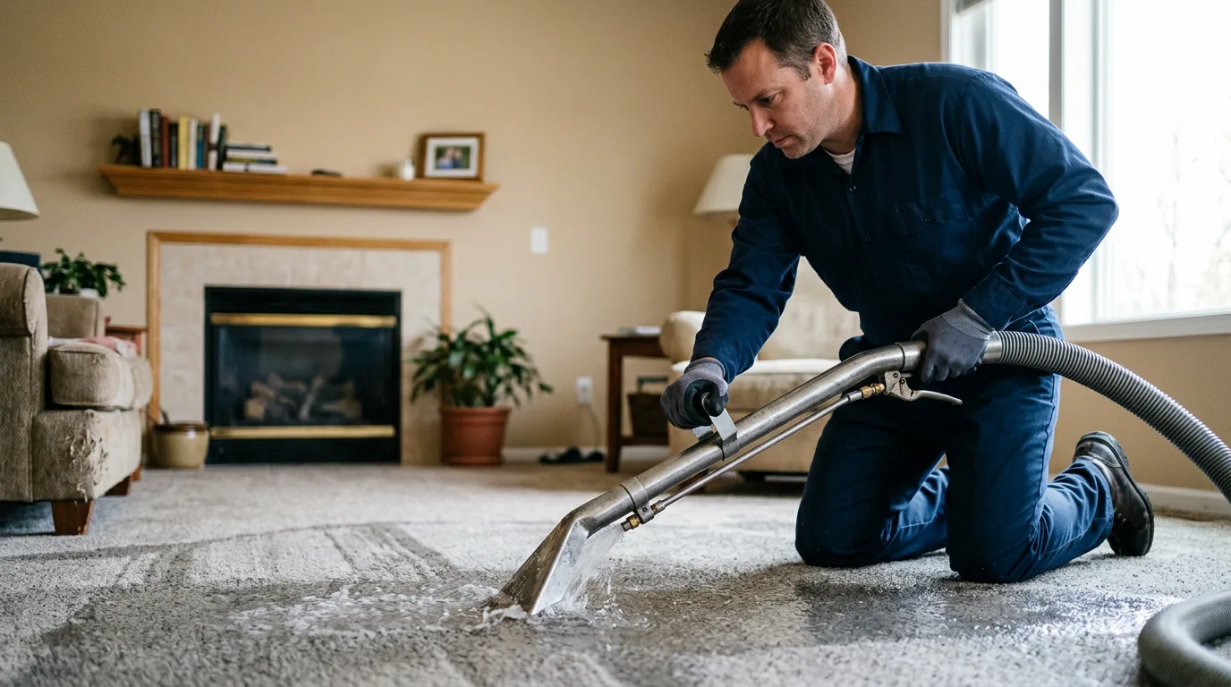 Water damage restoration technician working near Olympia, KY